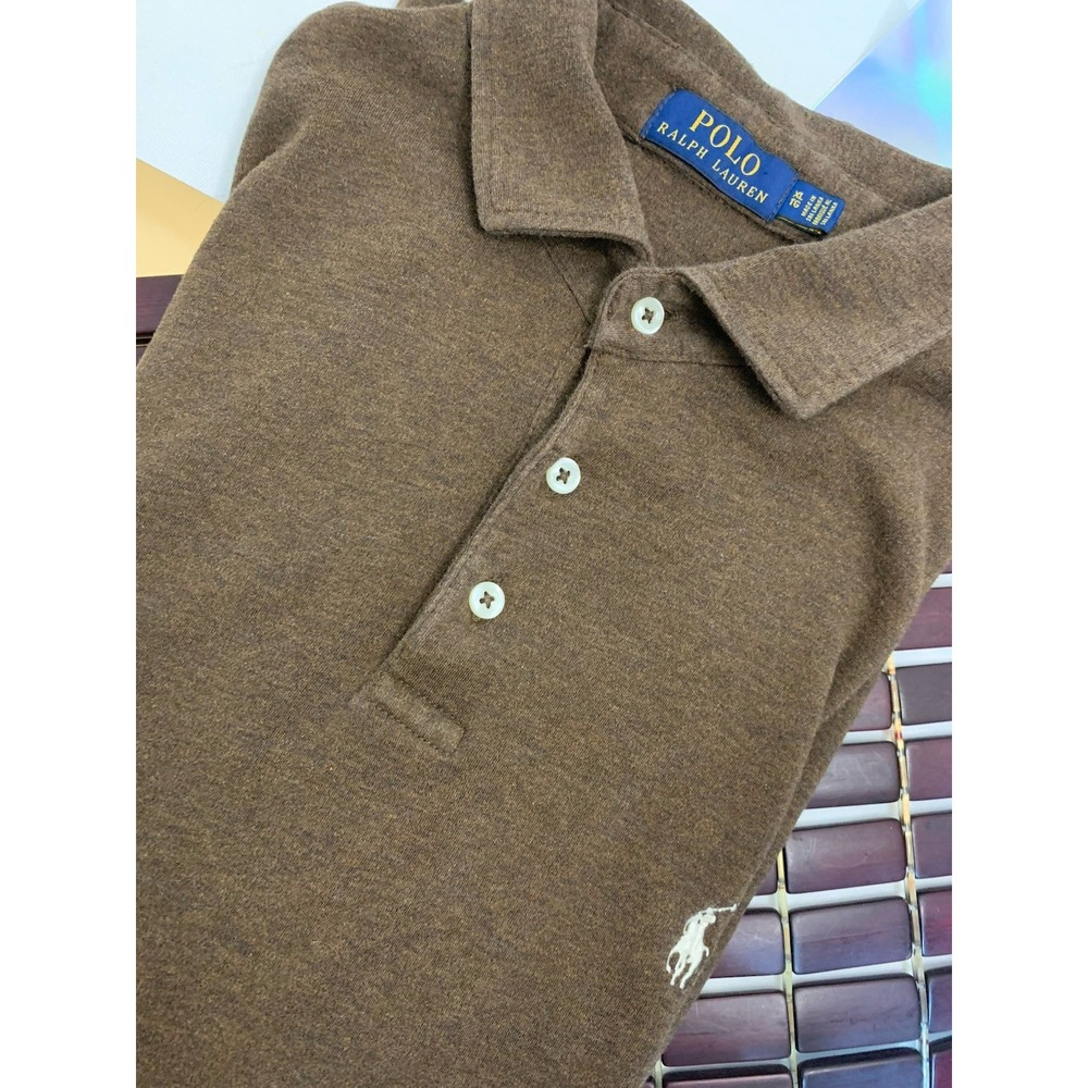Polo Ralph Lauren Cotton Men's Polo Shirt SS‎ Pony Collar Sz XL Brown